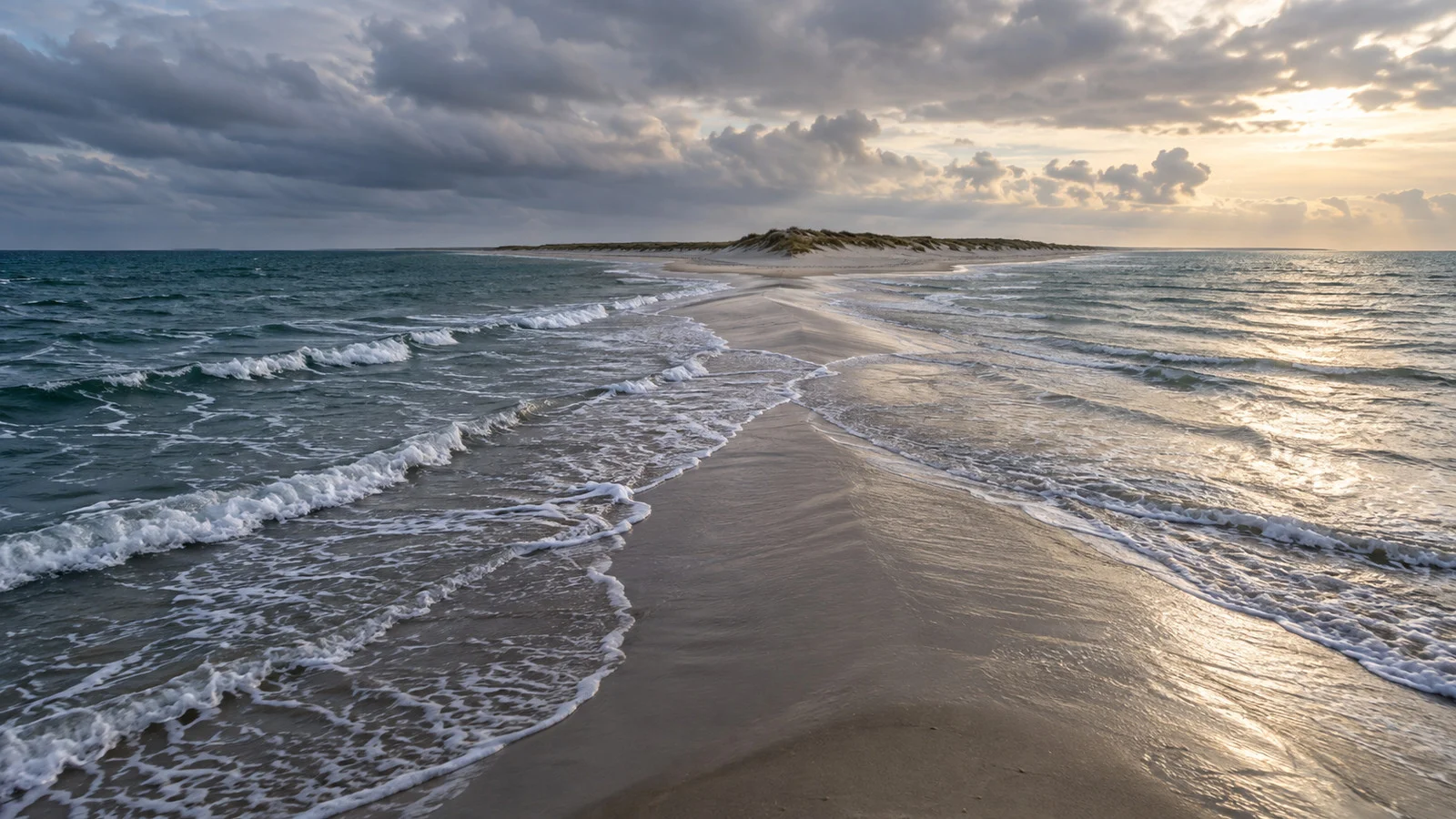 Grenen sandbar where two seas meet north of Skagen