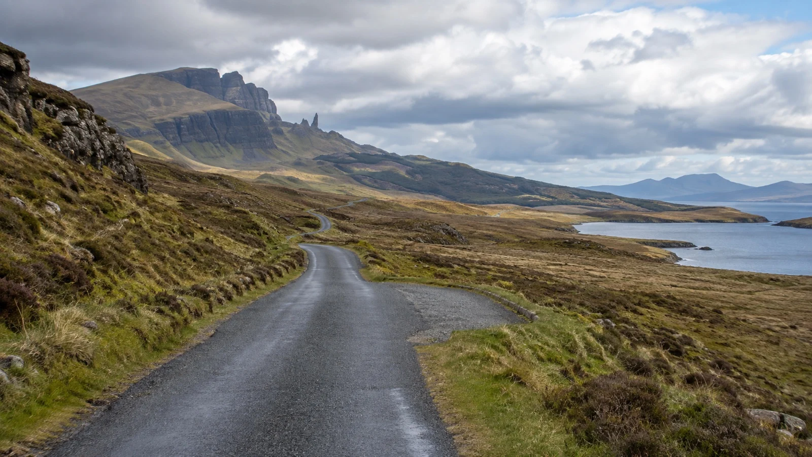 Single-track road with passing place on Isle of Skye