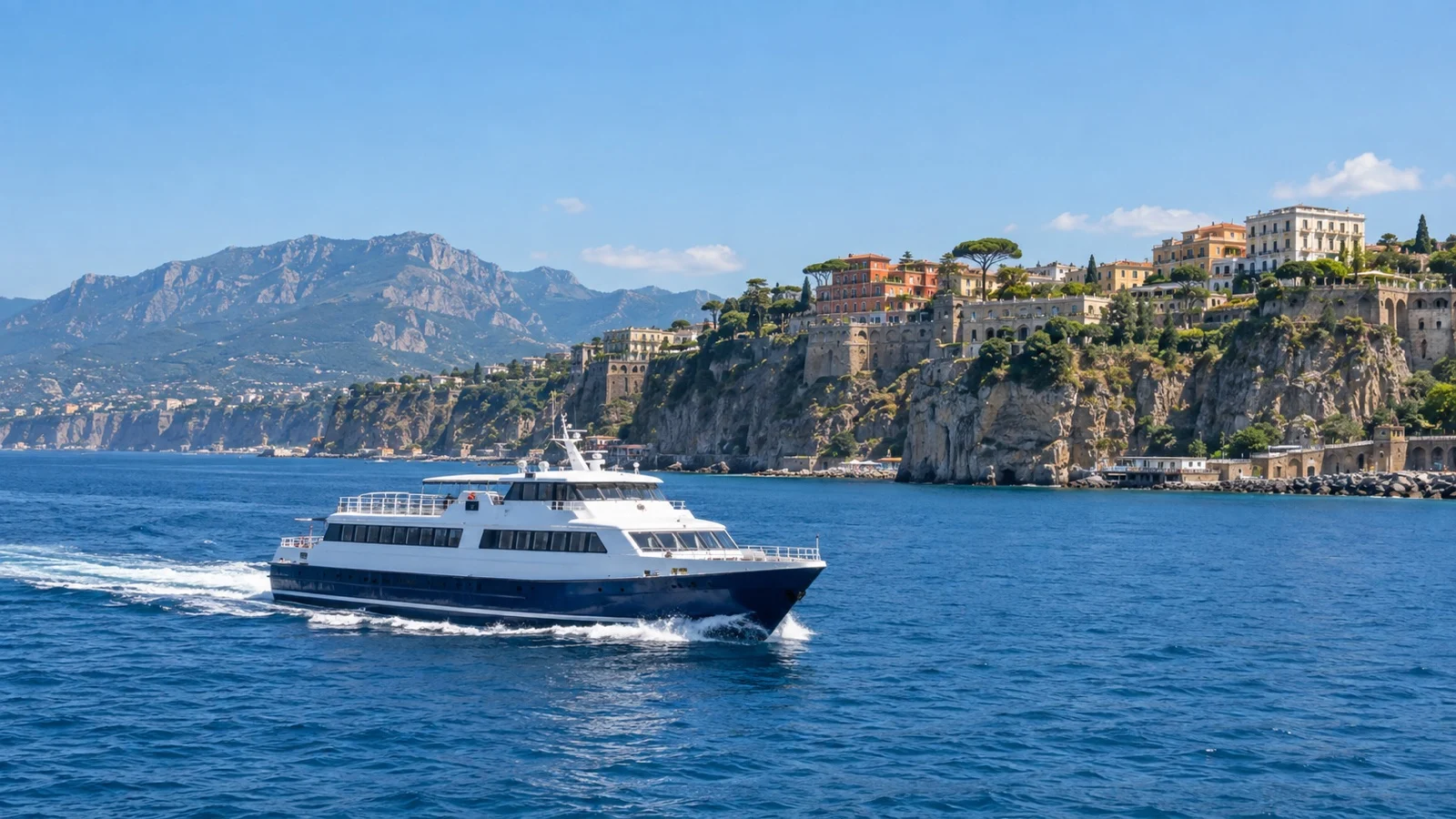 Passenger ferry crossing the Bay of Naples near Sorrento