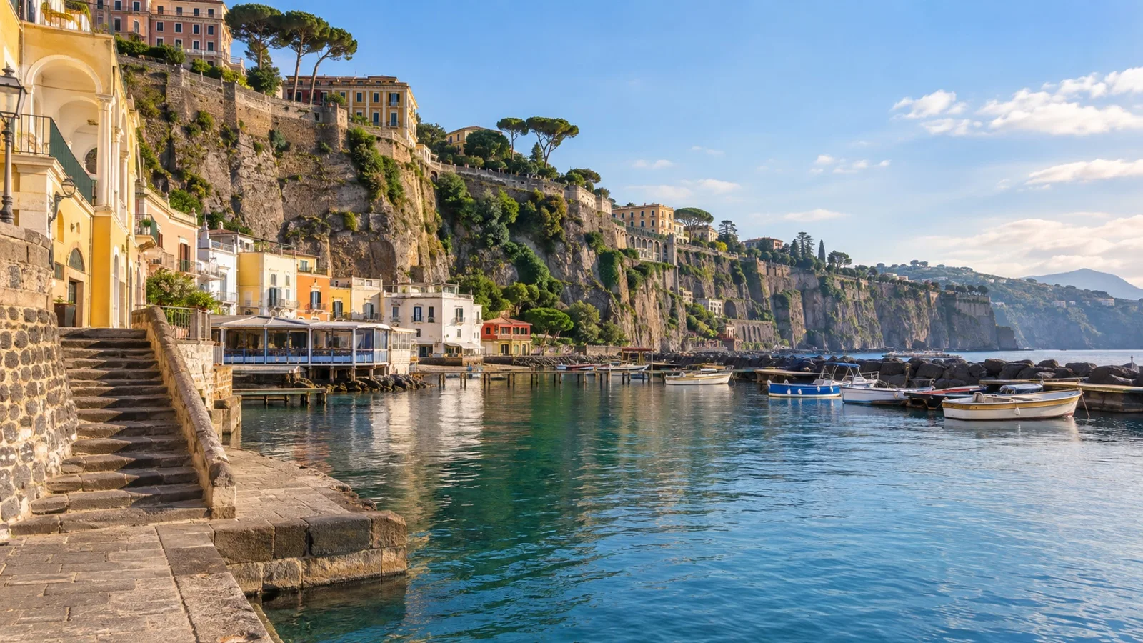 Marina Piccola harbor beneath the cliffs of Sorrento