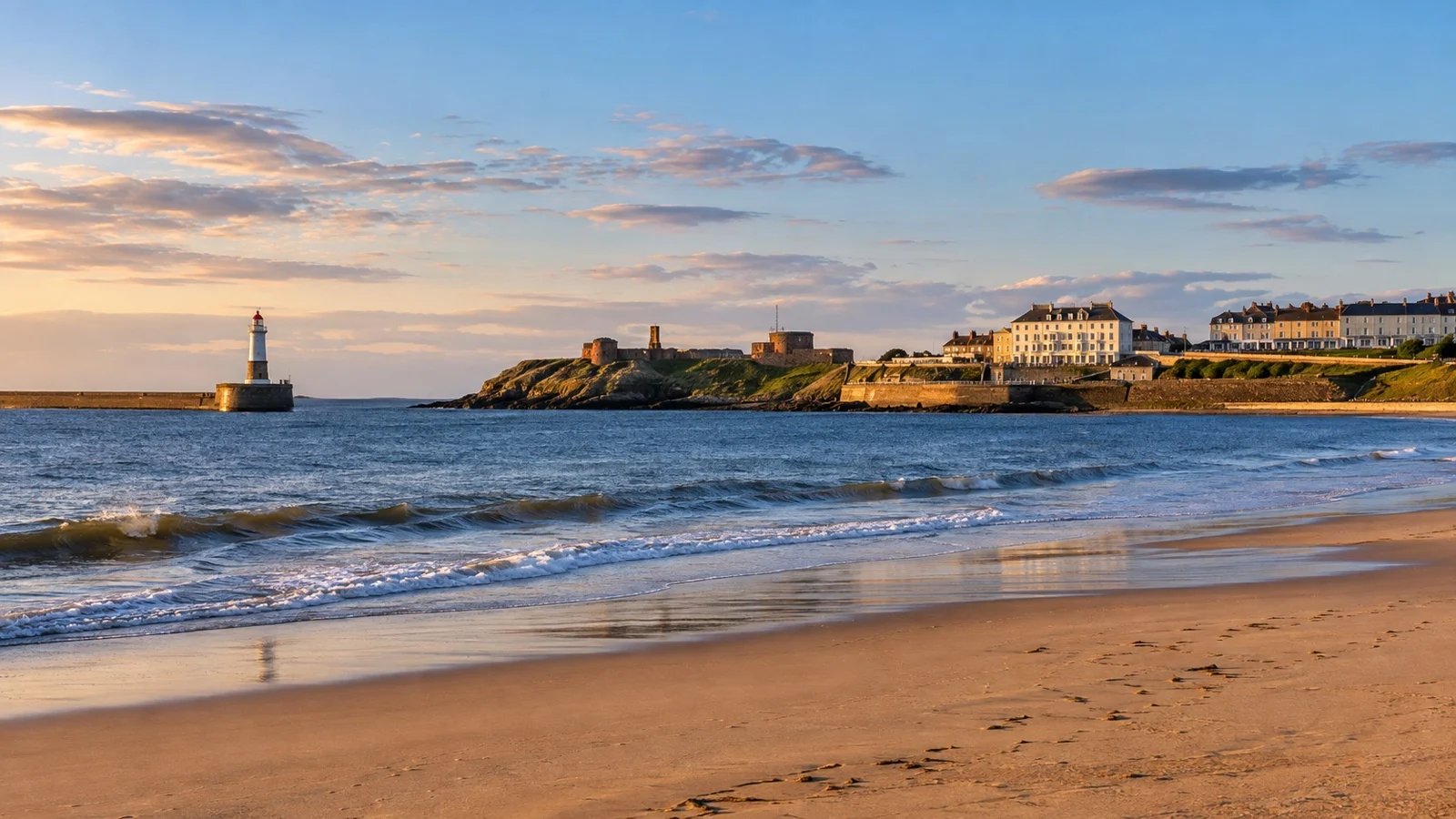 South Shields coast opposite Newcastle cruise port