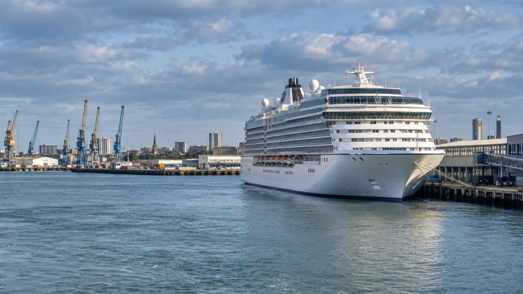 Cruise ship docked at a Southampton Water terminal