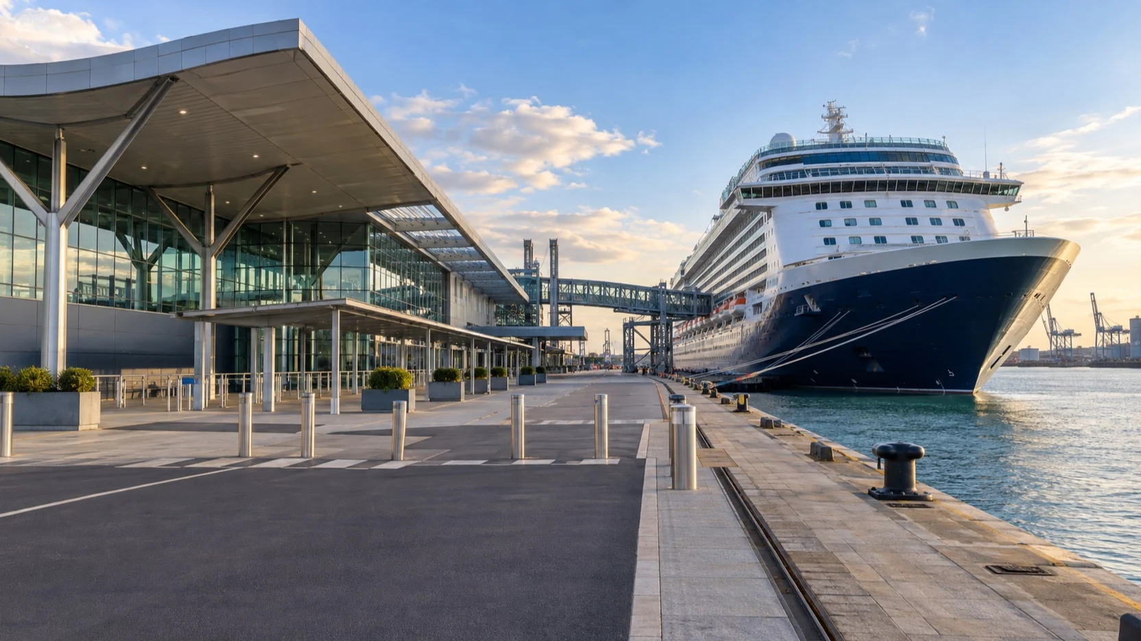 Ocean Cruise Terminal and cruise ship in Southampton