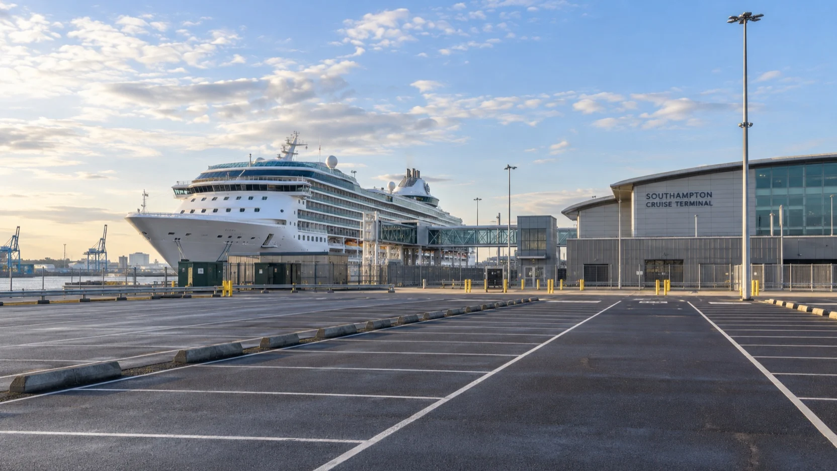 Cruise parking area beside a Southampton terminal
