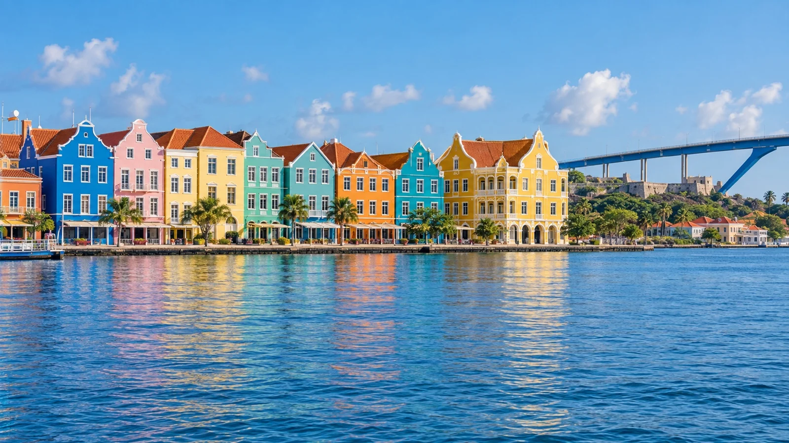 Colorful waterfront buildings in Willemstad Curaçao