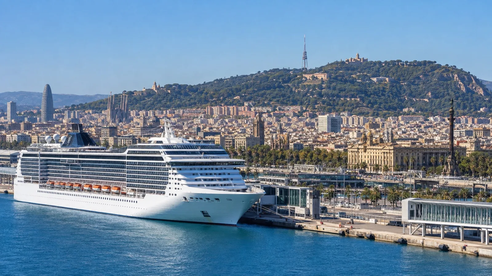 Cruise ship at Barcelona Mediterranean port