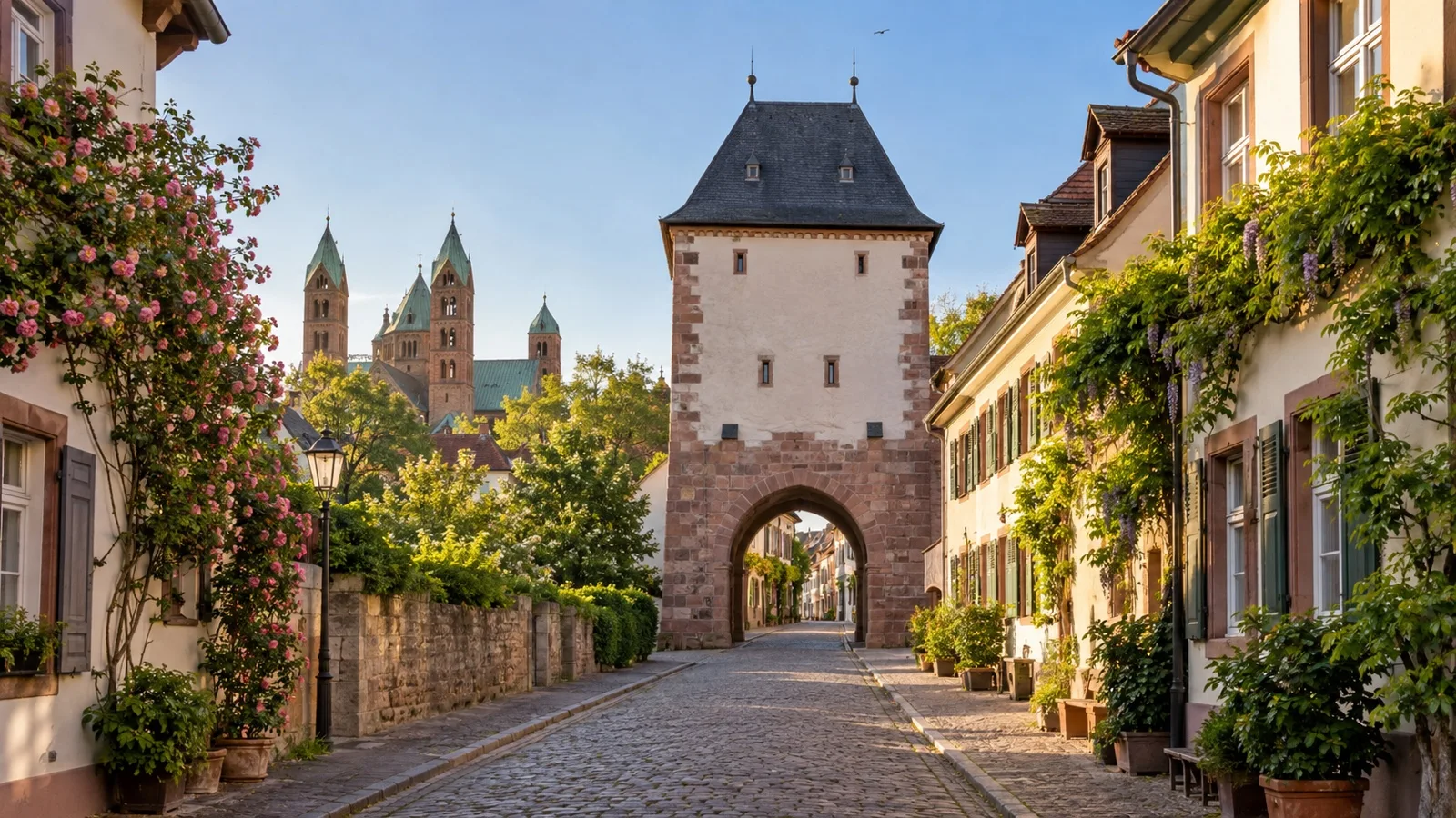 Speyer old-town street and Altpörtel gate