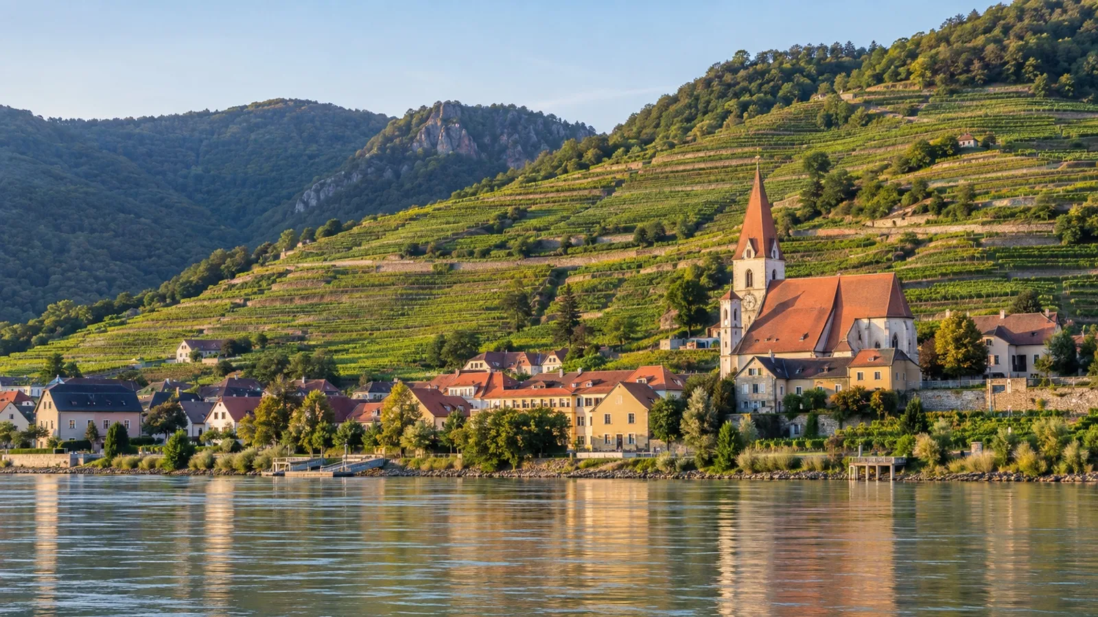 Spitz Wachau village and vineyard terraces