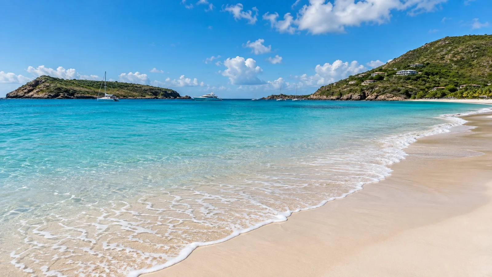 Pale sand and turquoise water at Saint Jean Beach on St. Barth