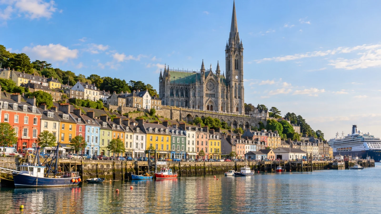 Saint Colman’s Cathedral rising above Cobh