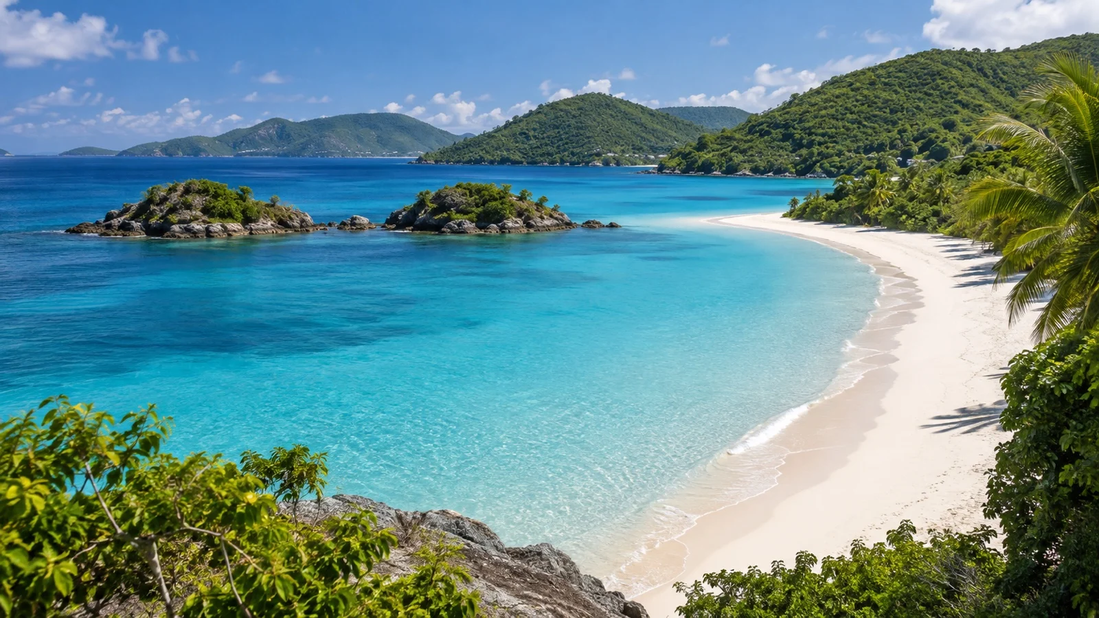White sand beach and turquoise bay on Saint John in the U.S. Virgin Islands