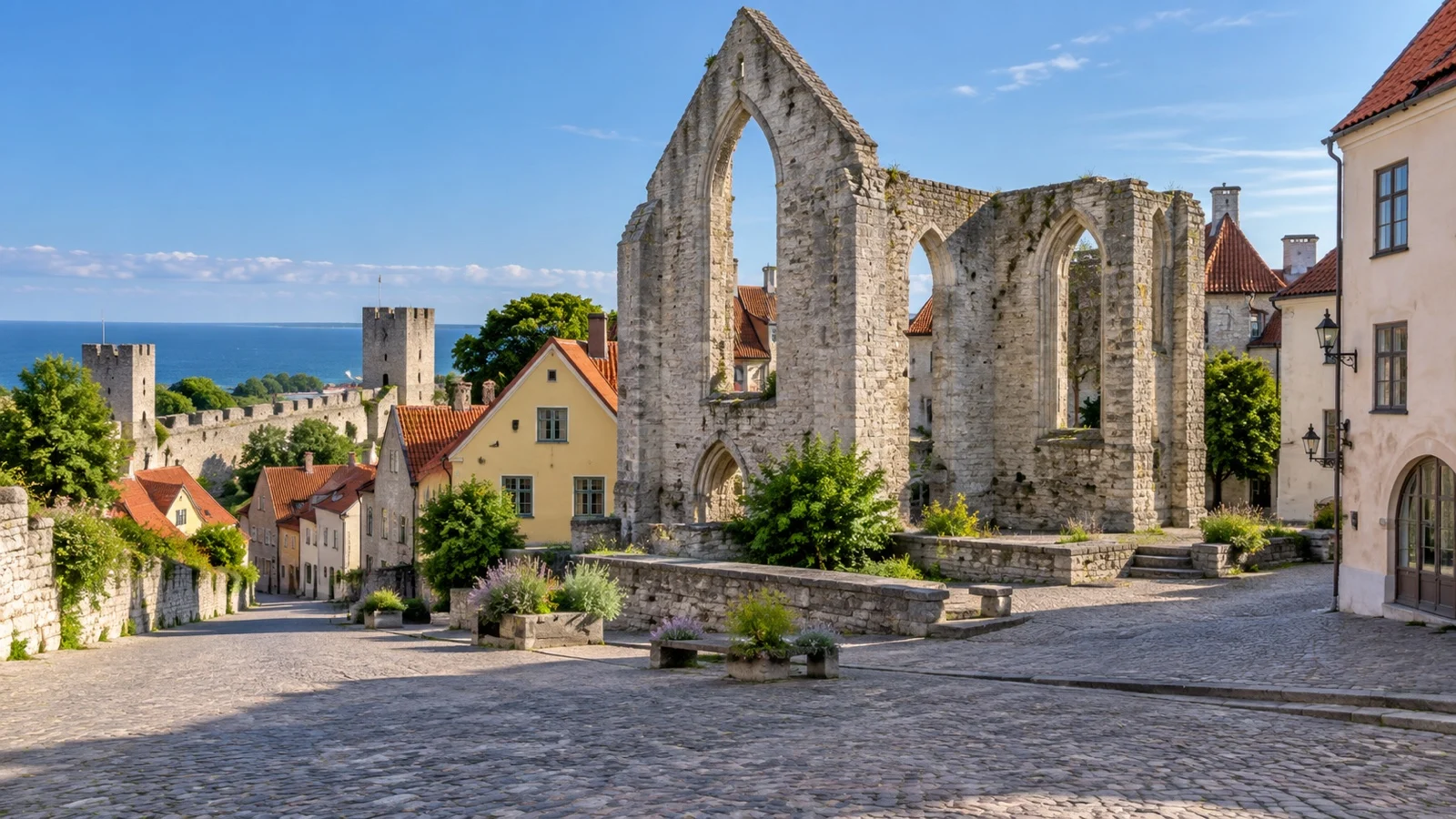 Medieval Saint Karin church ruin at Stora Torget in Visby