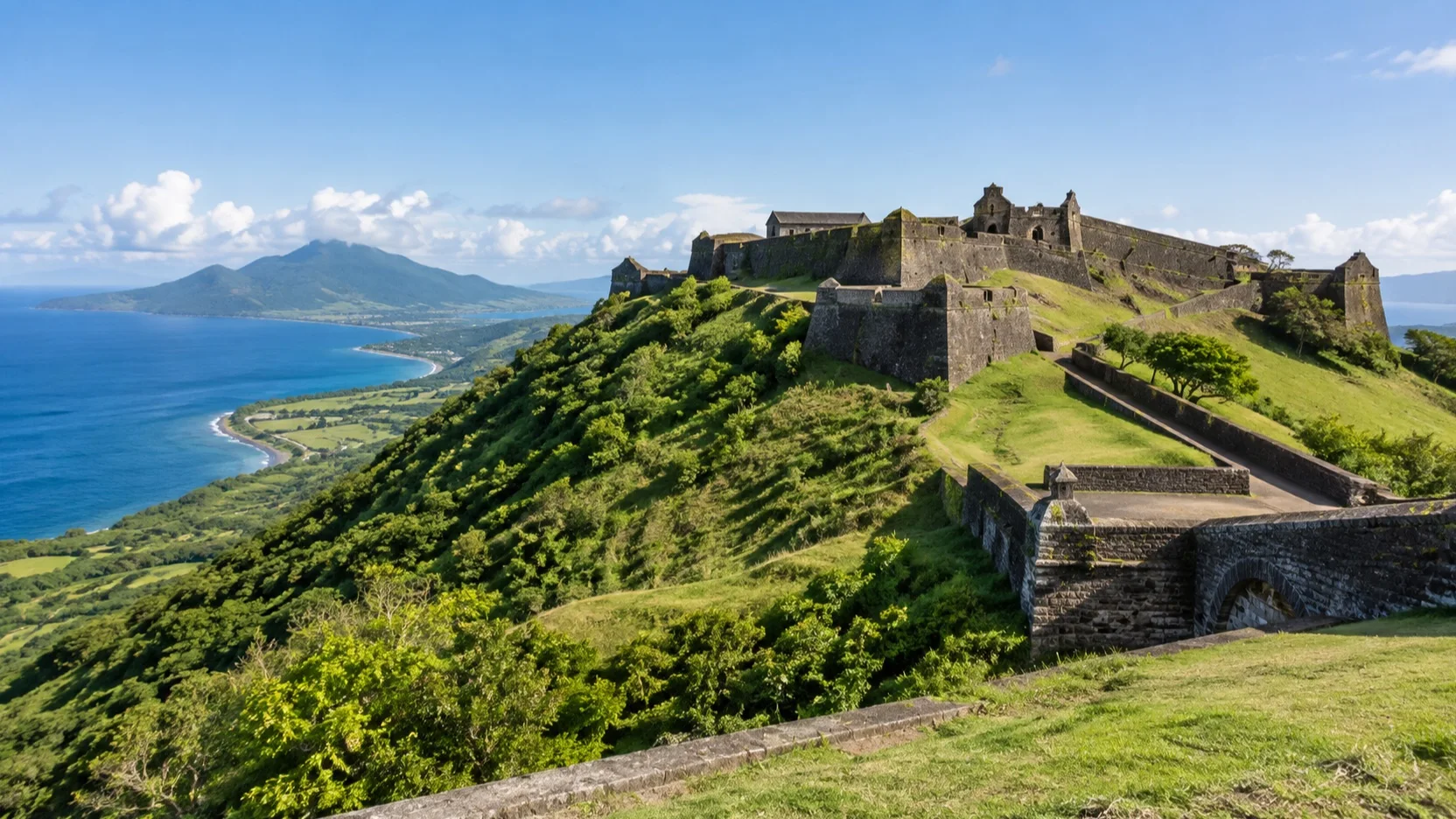 Brimstone Hill Fortress above the St Kitts coast
