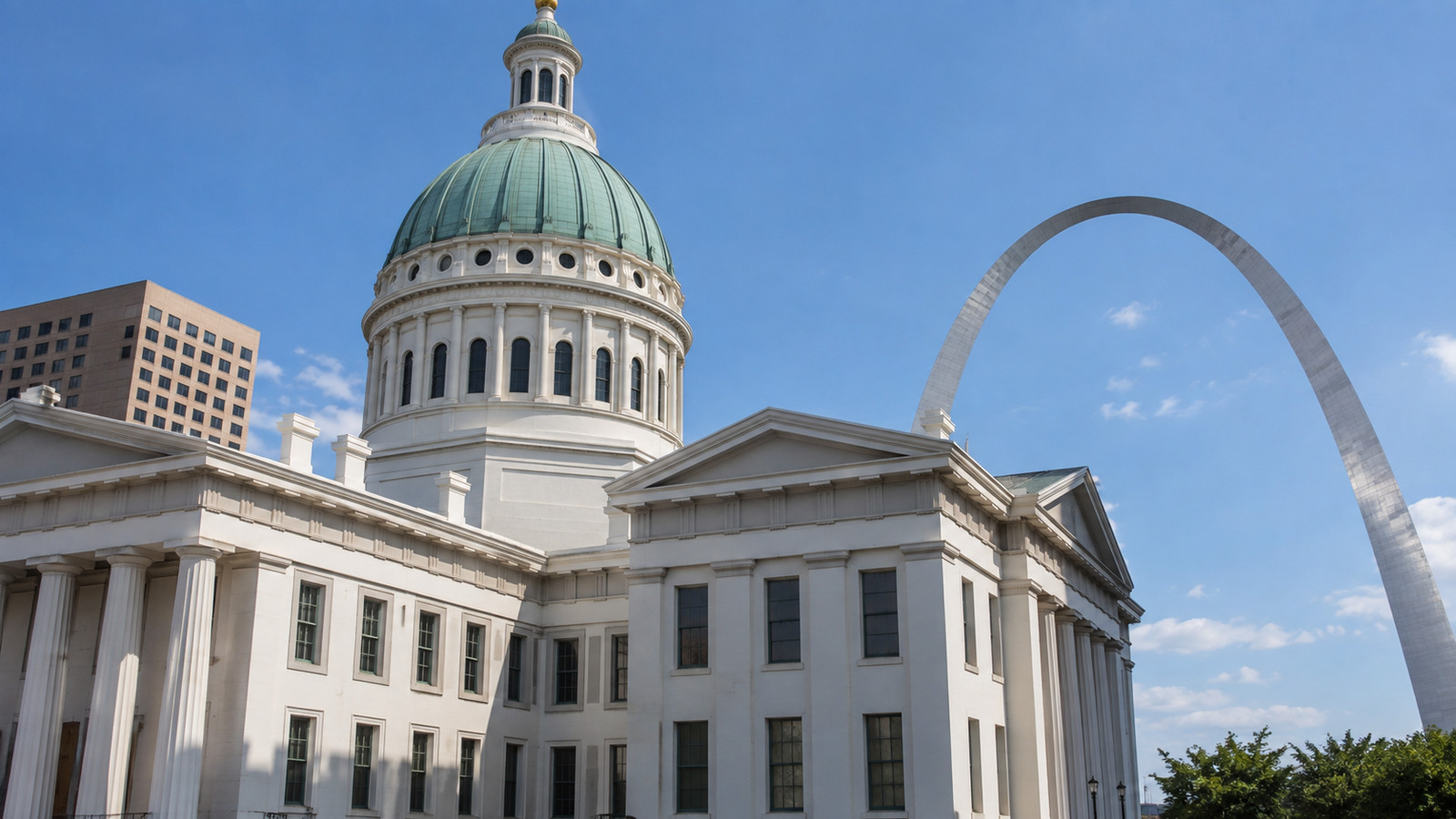 Historic Old Courthouse in St. Louis, Missouri, close architectural view