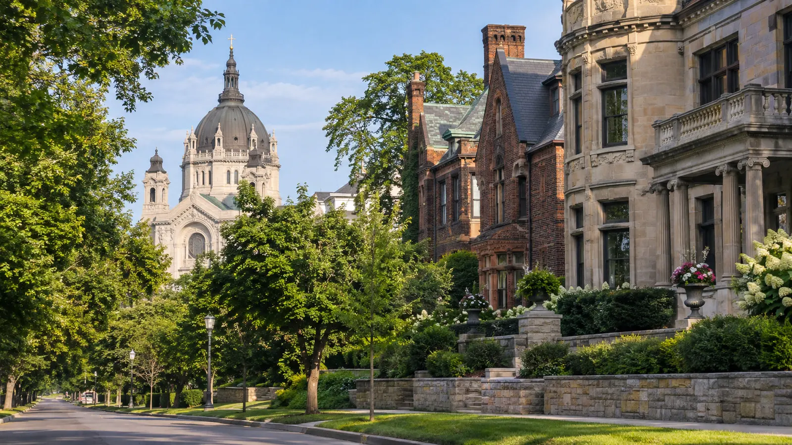 Cathedral of Saint Paul and Summit Avenue historic streetscape