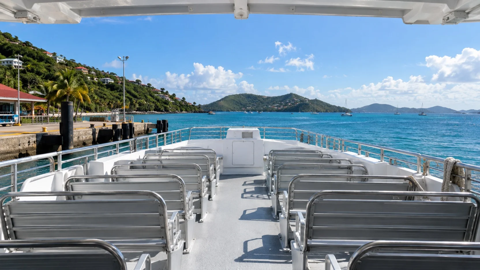 Empty ferry deck departing St. Thomas for St. John