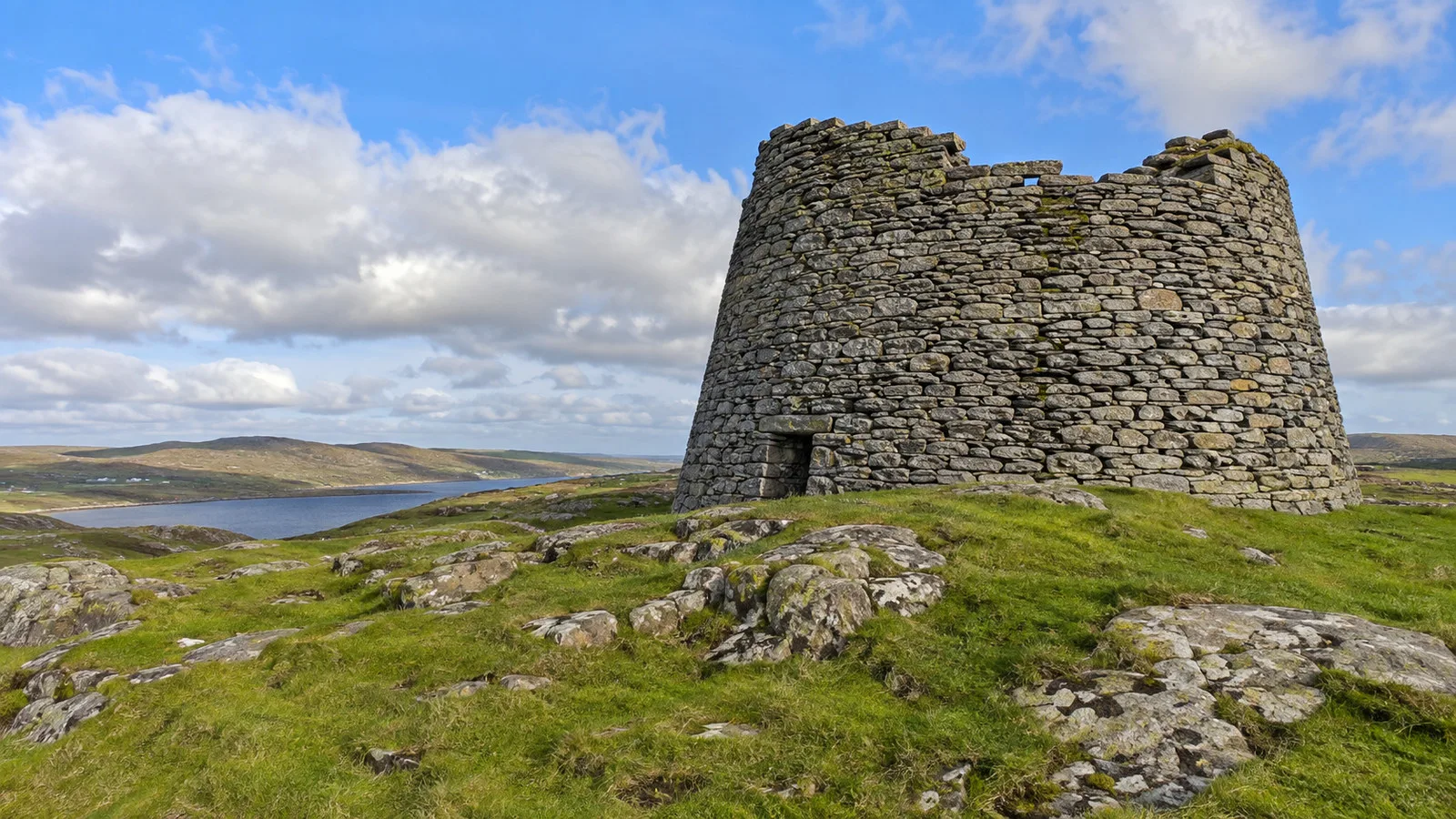 Stone ruins of Dun Carloway broch on the Isle of Lewis