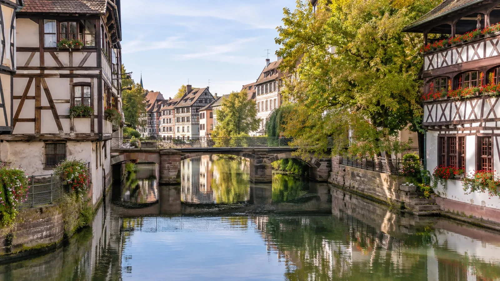 Petite France canals and half-timbered houses in Strasbourg