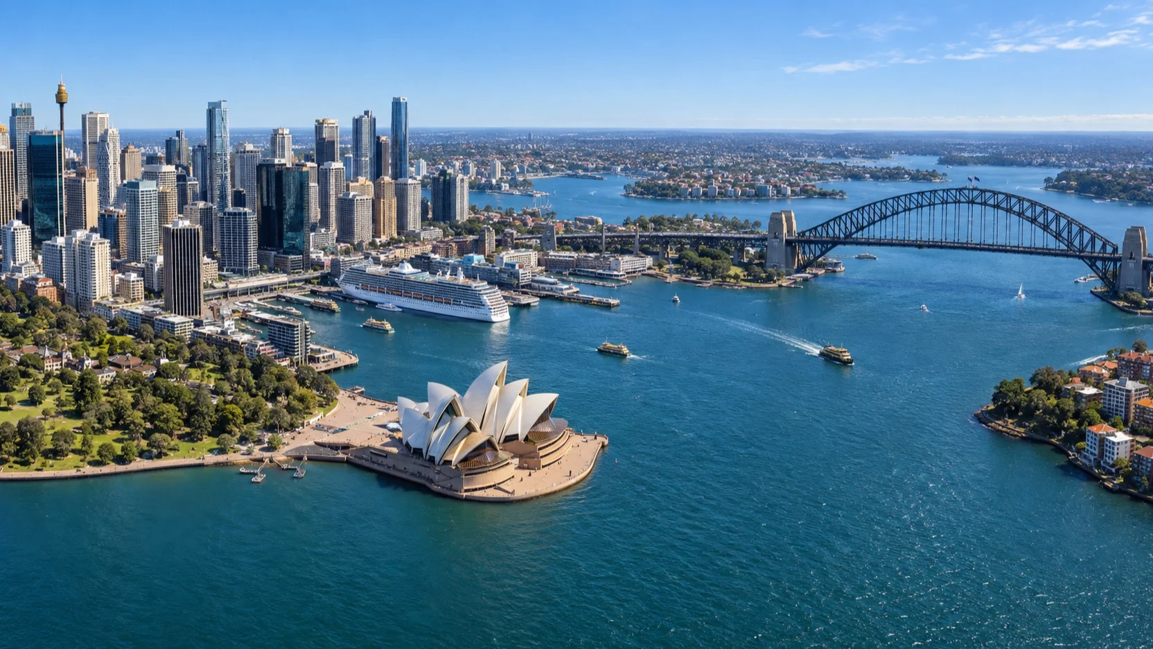 Aerial view of Sydney Harbour's Circular Quay terminal