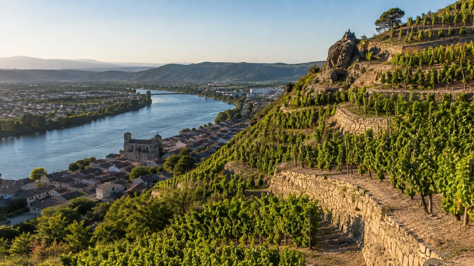 Tain-l'Hermitage vineyards above Rhône