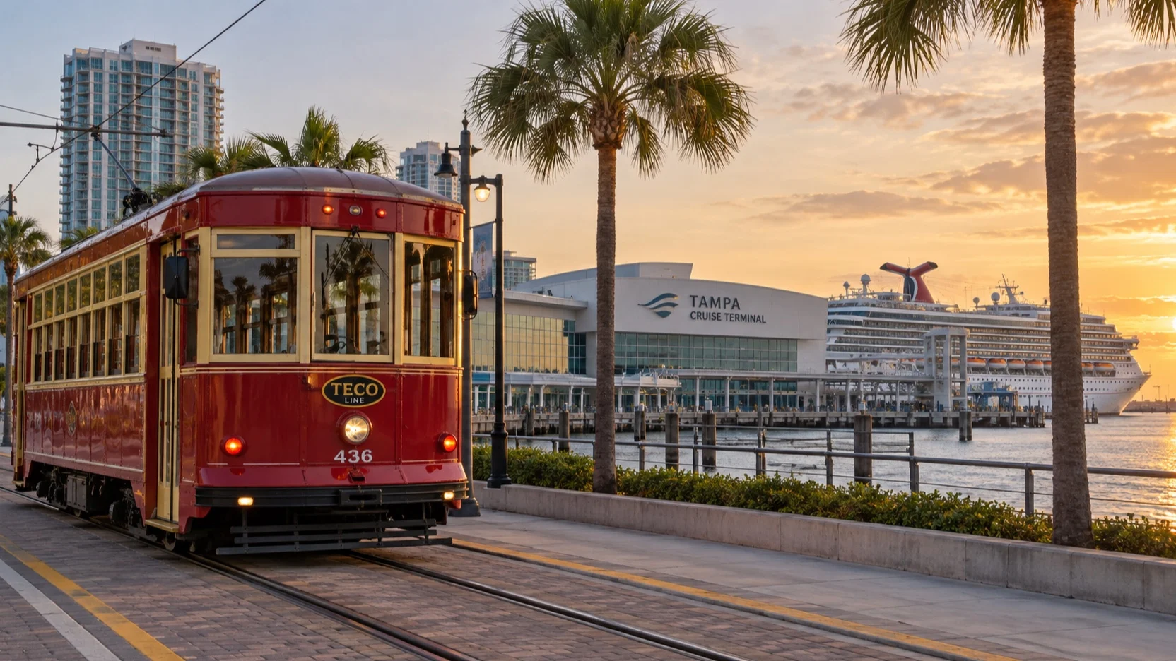 Streetcar near Tampa's Channelside cruise port