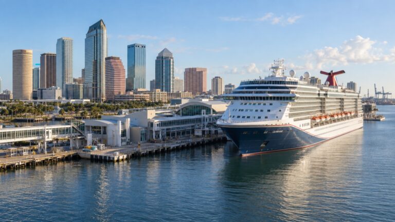 Cruise ship at Port Tampa Bay near downtown Tampa
