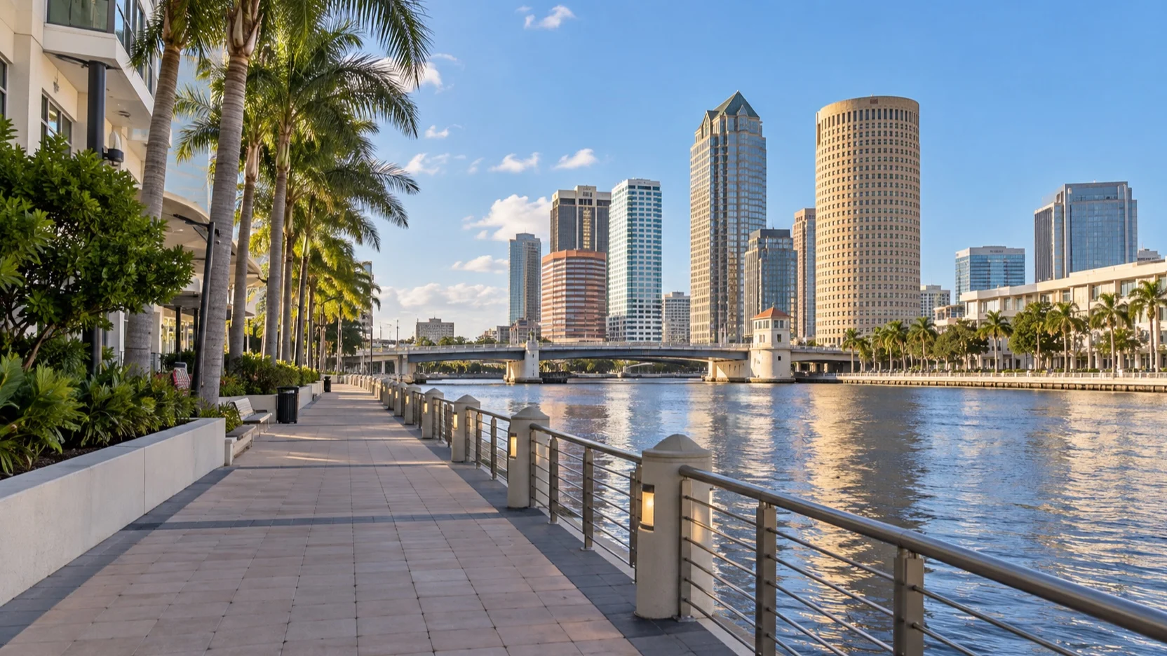 Tampa Riverwalk near downtown hotel stays