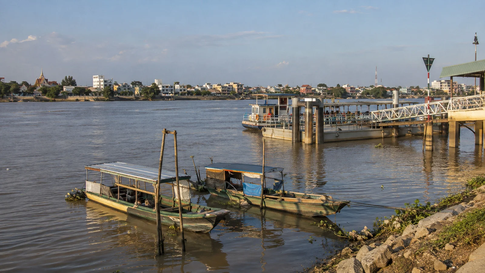 River landing and small boats at Tân Châu