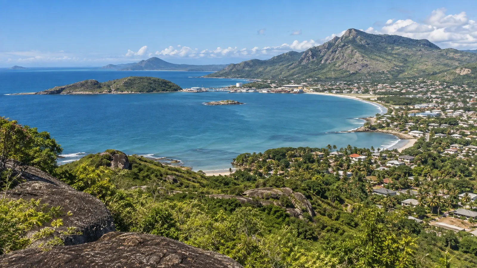 Coastal bay and town at Taolagnaro, Madagascar