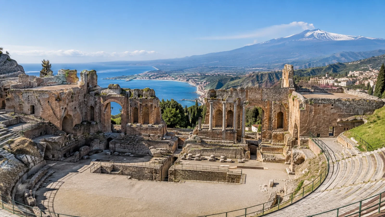 Taormina’s ancient Greek theatre overlooking the Ionian Sea
