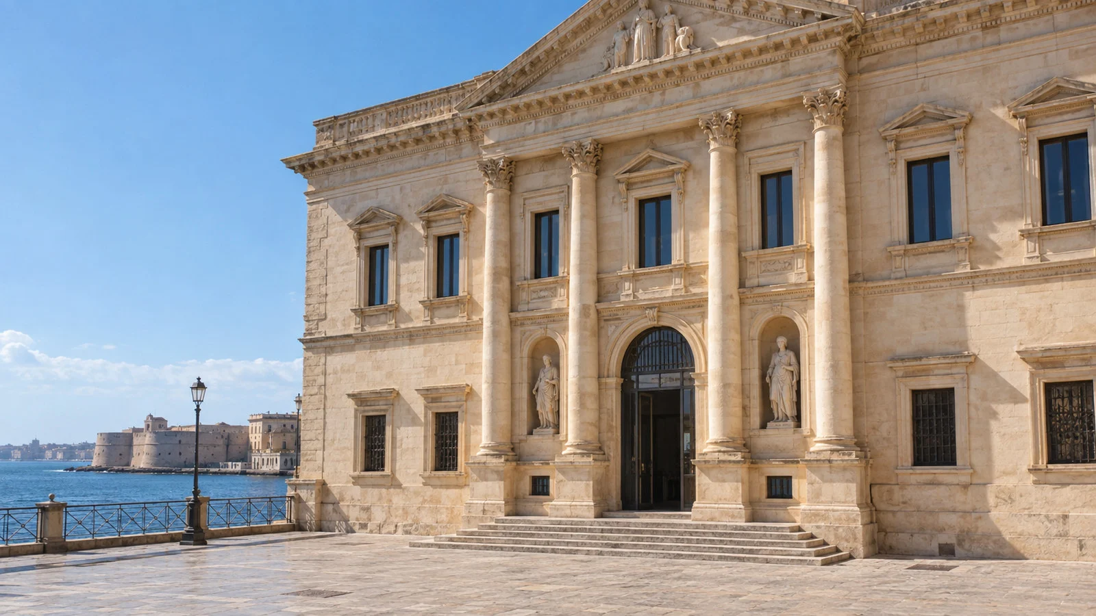 MArTA archaeological museum Taranto Italy exterior civic building with classical facade, no people or readable signs