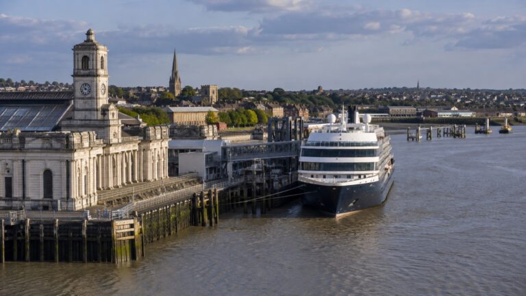 Tilbury cruise terminal on Thames near hotel area