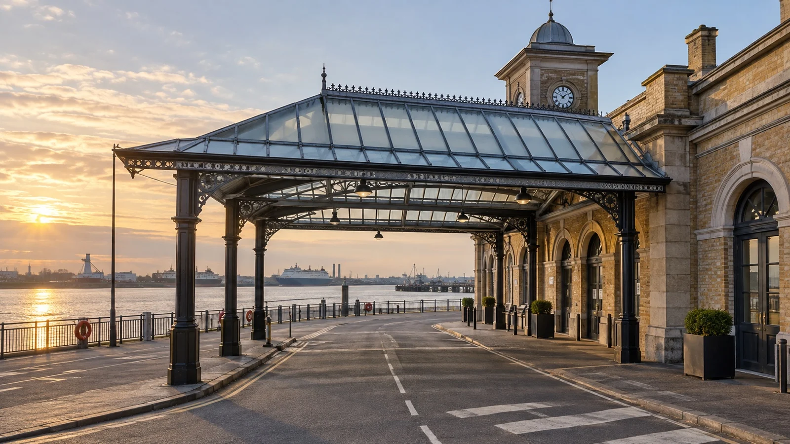 Empty Tilbury cruise terminal entrance