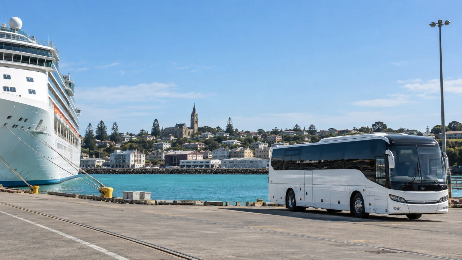 Empty cruise shuttle near Timaru port