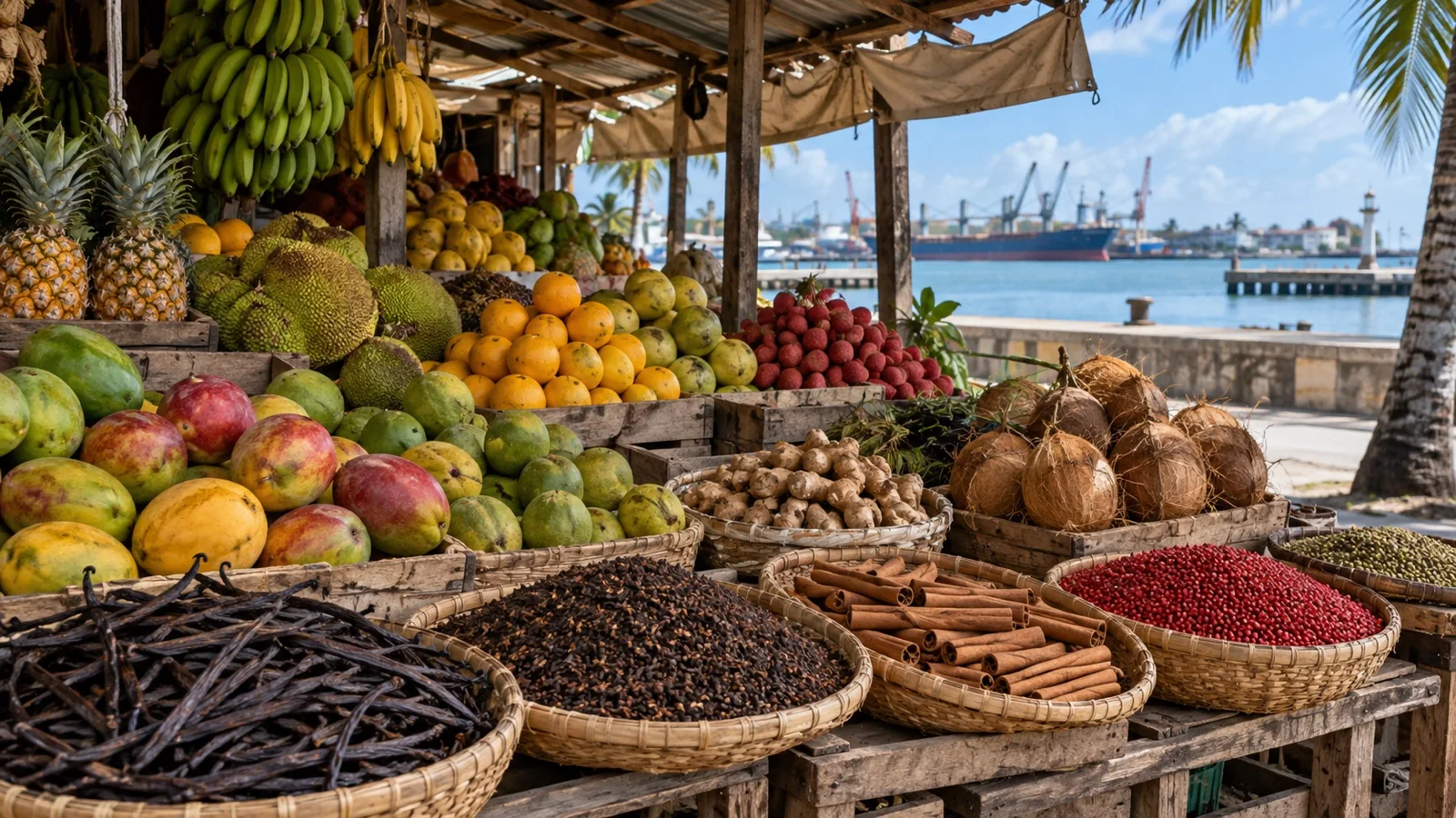Tropical produce at a market in Toamasina