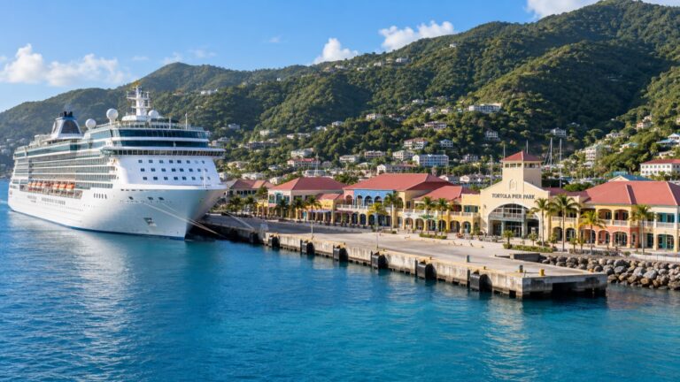 Cruise ship at Tortola Pier Park in Road Town