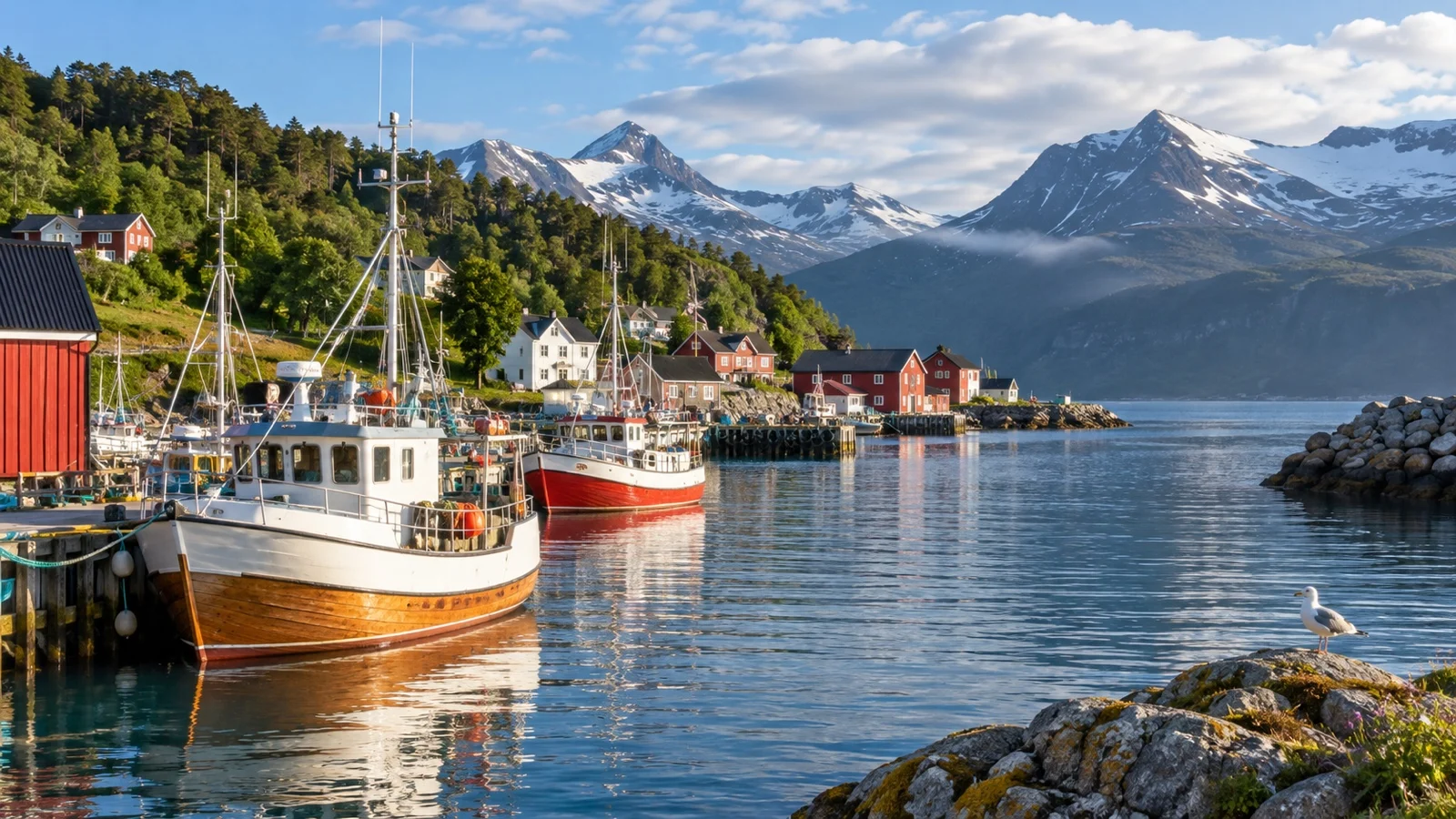 Torvik harbor and fishing boats