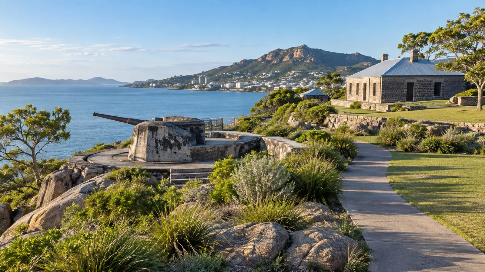 Historic Jezzine Barracks headland beside the Townsville coast