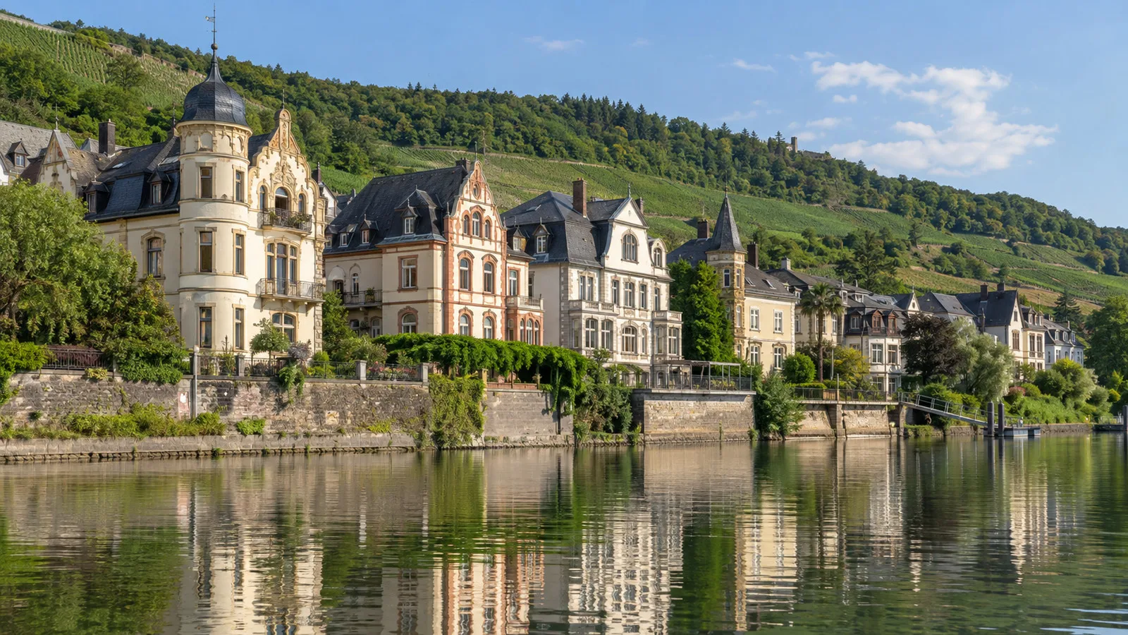Art Nouveau buildings along the Traben waterfront