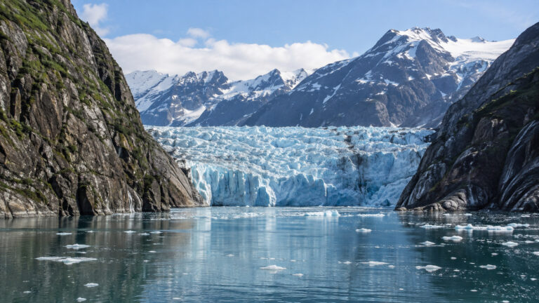 Tracy Arm fjord and glacier panorama