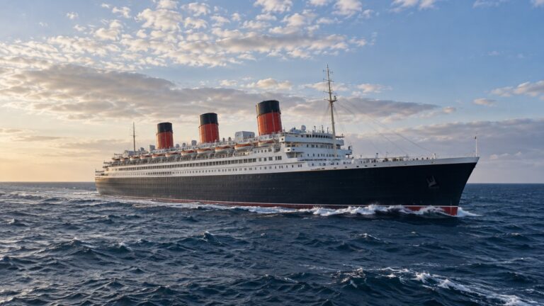 Ocean liner crossing North Atlantic
