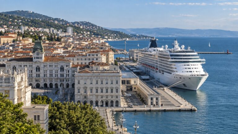 Cruise ship at Trieste waterfront terminal
