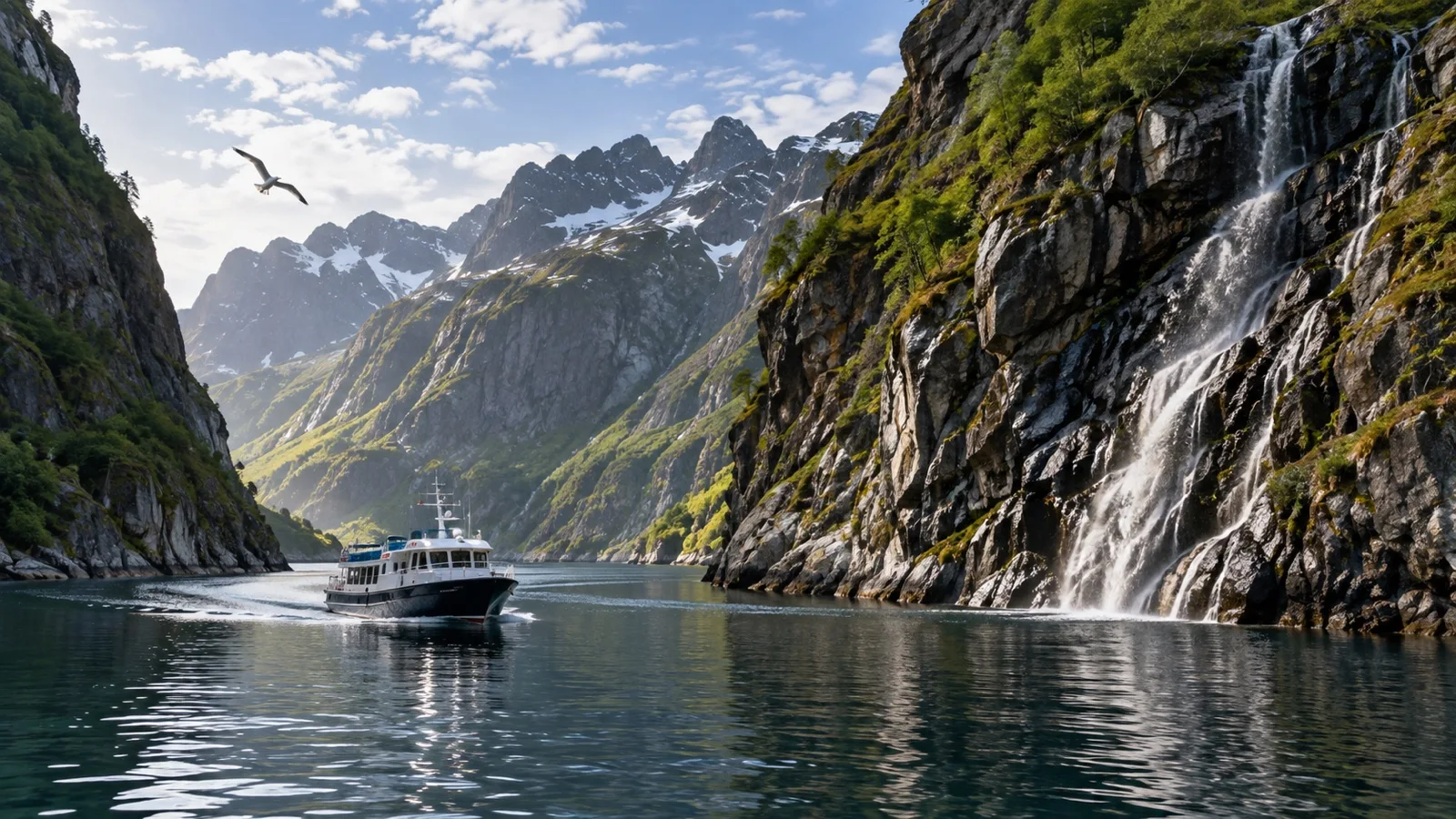 Small sightseeing boat in Trollfjord