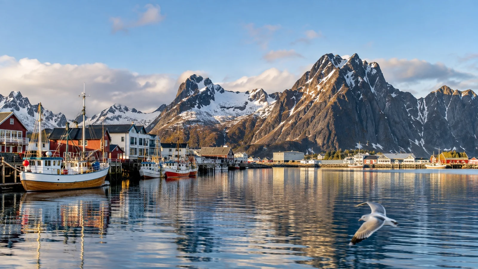 Svolvær harbor beneath Lofoten peaks