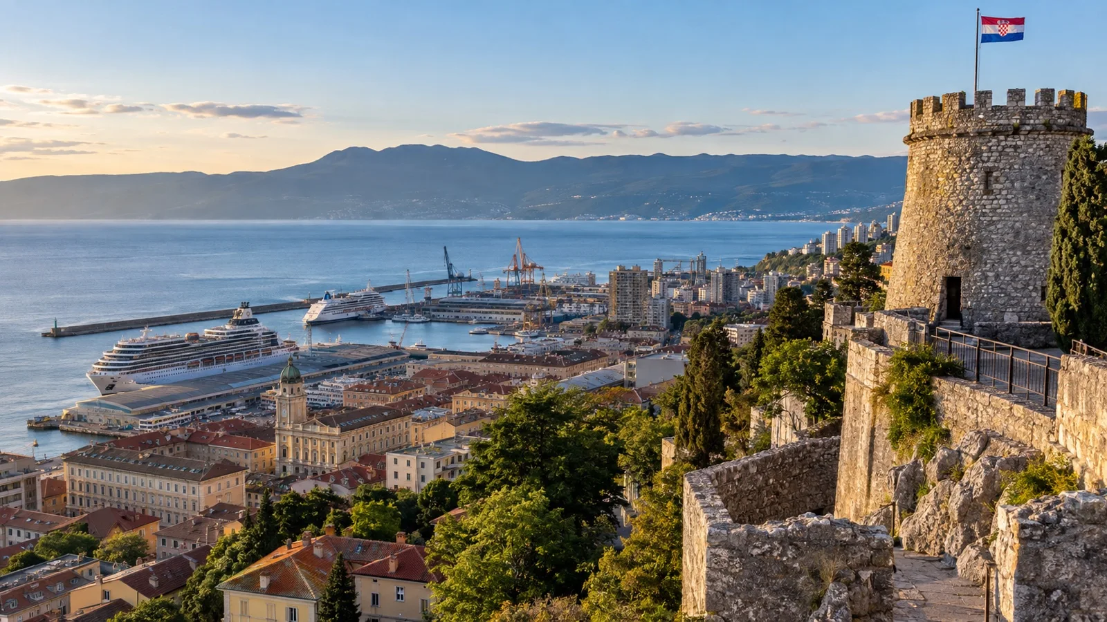 Trsat Castle above Rijeka and Kvarner Bay