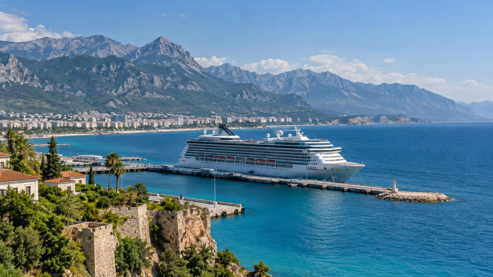 Cruise ship at Antalya Mediterranean port