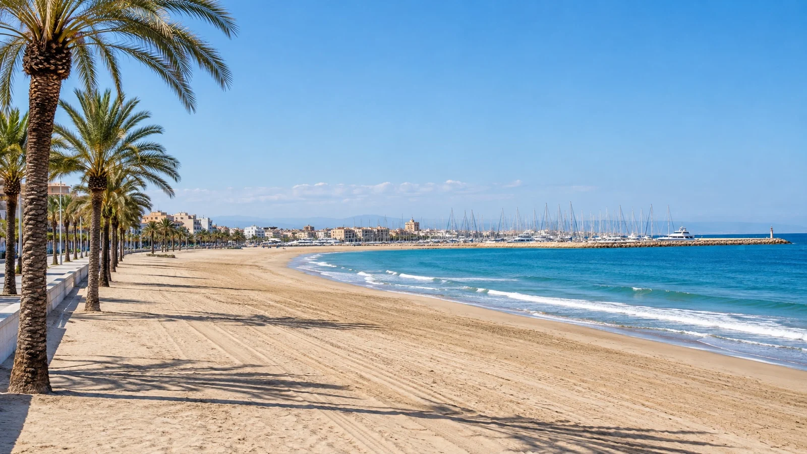 El Cabanyal beach and marina in Valencia