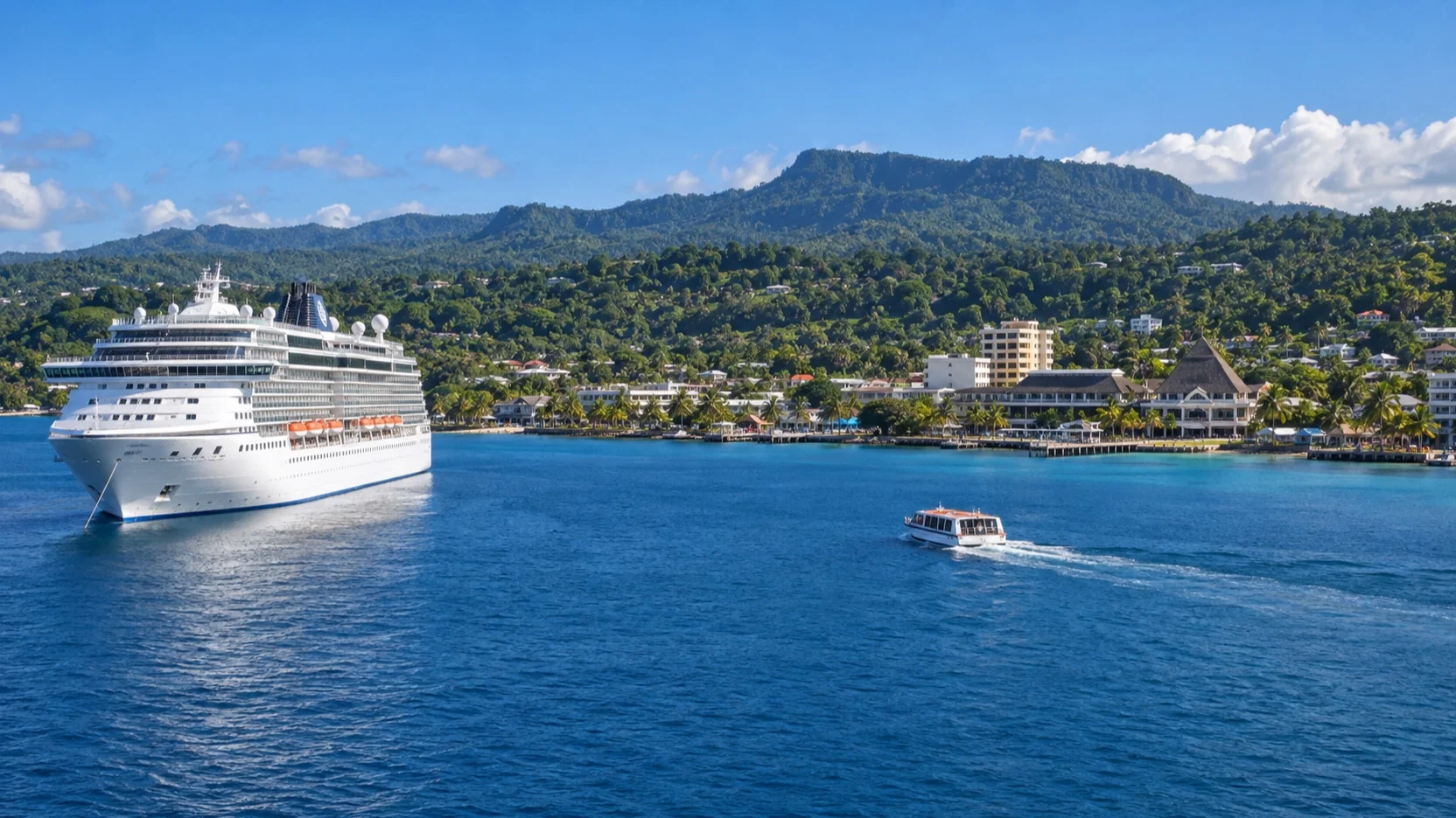 Cruise ship tendering into Port Vila in Vanuatu