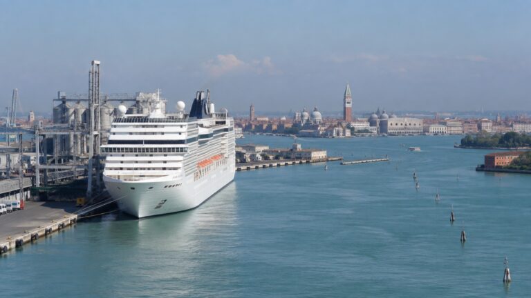 Cruise ship at Marghera cruise terminal near Venice