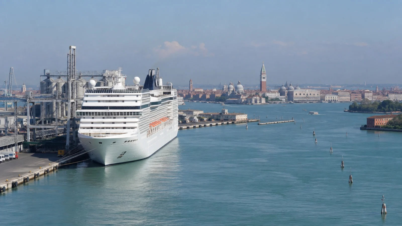 Cruise ship at Marghera cruise terminal near Venice
